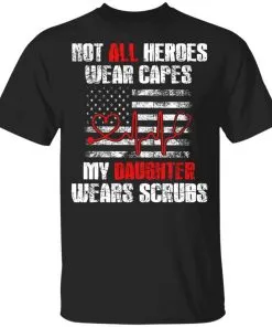 Not All Heroes Wear Capes My Daughter Wears Scrubs USA Flag Youth T-Shirt