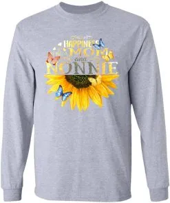 Happiness Is Being A Mom And Nonie Sunflower Butterflies LS T-Shirt