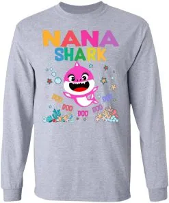 Nana Of The Baby Shark Birthday Nana Shark LS T-Shirt