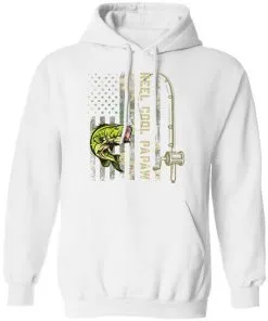 Fishing Reel Cool Papaw American Flag Hoodie