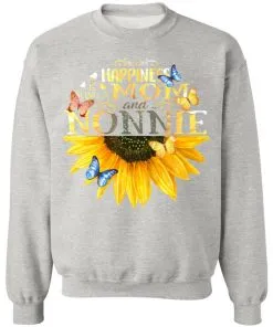 Happiness Is Being A Mom And Nonie Sunflower Butterflies Sweatshirt