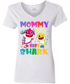 Family Mommy Of The Baby Shark Women's V-Neck T-Shirt