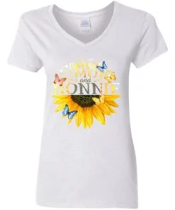 Happiness Is Being A Mom And Nonie Sunflower Butterflies Women's V-Neck T-Shirt