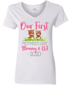 Our First Mother's Day Mommy and DJ Women's V-Neck T-Shirt