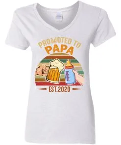 Promoted To Papa EST 2020 Vintage Women's V-Neck T-Shirt