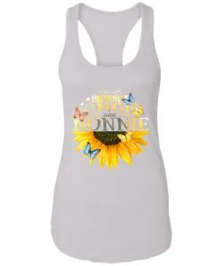 Happiness Is Being A Mom And Nonie Sunflower Butterflies Racerback Tank