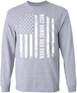 Best Bonus Dad Ever American Flag LS T-Shirt