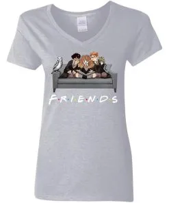 The Golden Trio FRIENDS Harry Potter Hermione & Ron Women's V-Neck T-Shirt