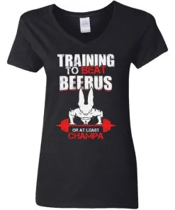 Training to Beat Beerus Or at Least Champa Women's V-Neck T-Shirt