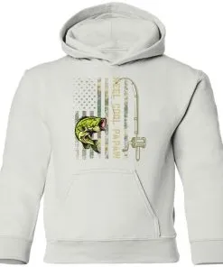 Fishing Reel Cool Papaw American Flag Youth Hoodie
