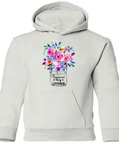 AllezyGo Happiness Is Being Granna Flowers Youth Hoodie
