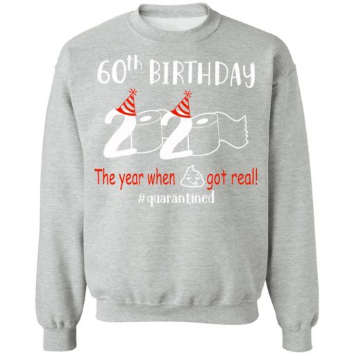 Private: 60th Birthday 2020 The Year When Shit Got Real Quarantined Sweatshirt