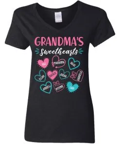 Personalized Grandma’s Sweethearts Women’s V-Neck T-Shirt