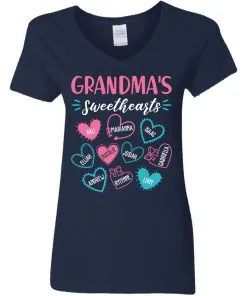 Personalized Grandma’s Sweethearts Women’s V-Neck T-Shirt