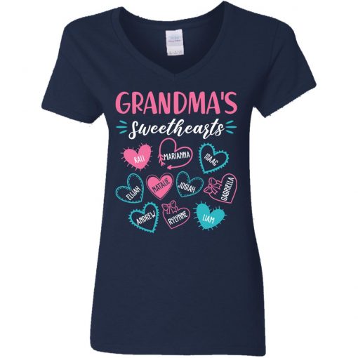Private: Personalized Grandma’s Sweethearts Women’s V-Neck T-Shirt