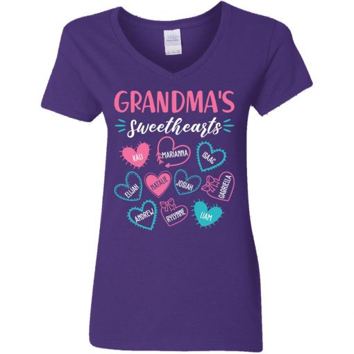 Private: Personalized Grandma’s Sweethearts Women’s V-Neck T-Shirt