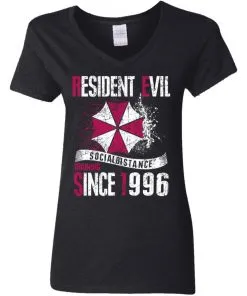 Resident evil social distance training since 1996 Women’s V-Neck T-Shirt