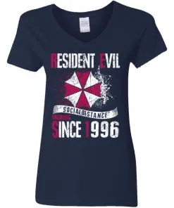 Resident evil social distance training since 1996 Women’s V-Neck T-Shirt