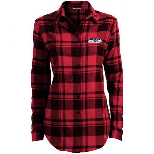 Private: Seattle Seahawks NFL Pro Line Gray Victory Ladies’ Plaid Flannel Tunic