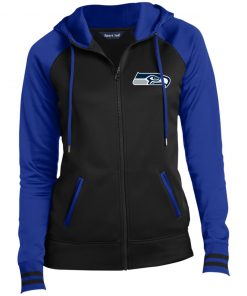 Private: Seattle Seahawks NFL Pro Line Gray Victory Ladies’ Moisture Wick Full-Zip Hooded Jacket