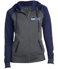 Private: Seattle Seahawks NFL Pro Line Gray Victory Ladies’ Moisture Wick Full-Zip Hooded Jacket