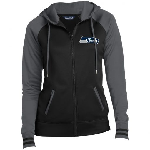 Private: Seattle Seahawks NFL Pro Line Gray Victory Ladies’ Moisture Wick Full-Zip Hooded Jacket