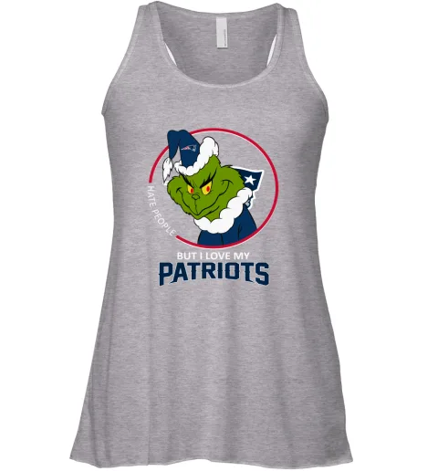 I Hate People But I Love My New England Patriots Grinch NFL Racerback Tank I Hate People But I Love My New England Patriots Grinch NFL Racerback Tank