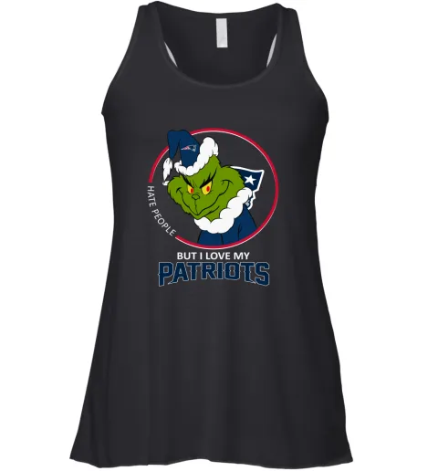I Hate People But I Love My New England Patriots Grinch NFL Racerback Tank I Hate People But I Love My New England Patriots Grinch NFL Racerback Tank