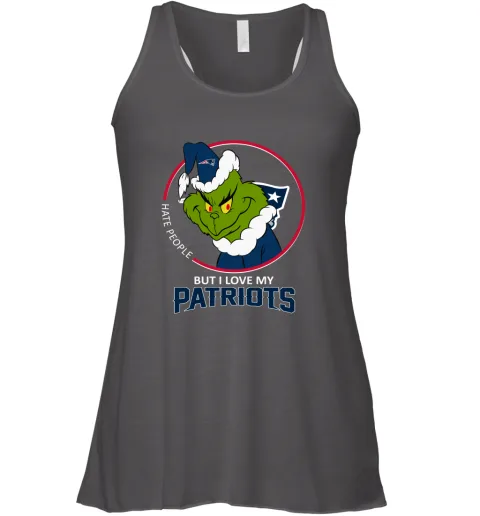 I Hate People But I Love My New England Patriots Grinch NFL Racerback Tank I Hate People But I Love My New England Patriots Grinch NFL Racerback Tank
