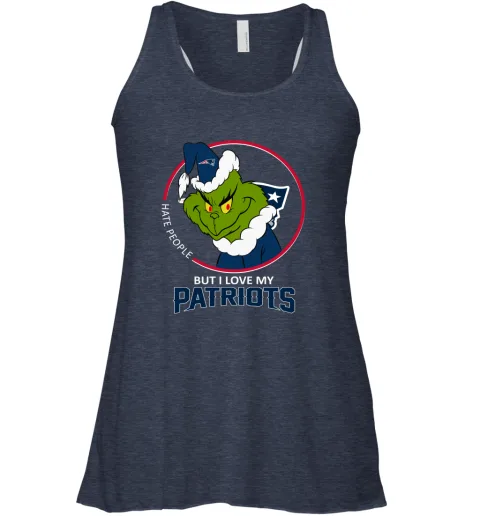 I Hate People But I Love My New England Patriots Grinch NFL Racerback Tank I Hate People But I Love My New England Patriots Grinch NFL Racerback Tank