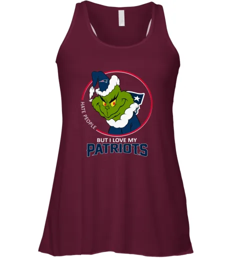 I Hate People But I Love My New England Patriots Grinch NFL Racerback Tank I Hate People But I Love My New England Patriots Grinch NFL Racerback Tank