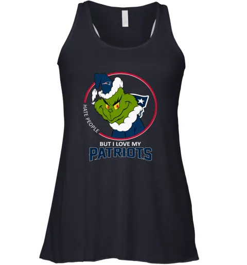 I Hate People But I Love My New England Patriots Grinch NFL Racerback Tank I Hate People But I Love My New England Patriots Grinch NFL Racerback Tank
