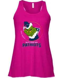 I Hate People But I Love My New England Patriots Grinch NFL Racerback Tank 8 I Hate People But I Love My New England Patriots Grinch NFL Racerback Tank