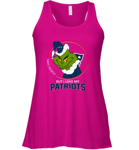 I Hate People But I Love My New England Patriots Grinch NFL Racerback Tank I Hate People But I Love My New England Patriots Grinch NFL Racerback Tank
