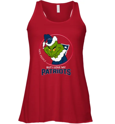 I Hate People But I Love My New England Patriots Grinch NFL Racerback Tank I Hate People But I Love My New England Patriots Grinch NFL Racerback Tank