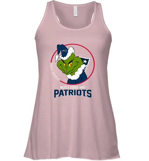 I Hate People But I Love My New England Patriots Grinch NFL Racerback Tank I Hate People But I Love My New England Patriots Grinch NFL Racerback Tank