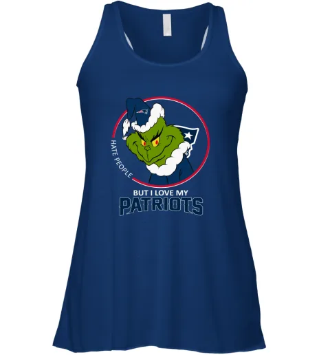 I Hate People But I Love My New England Patriots Grinch NFL Racerback Tank I Hate People But I Love My New England Patriots Grinch NFL Racerback Tank