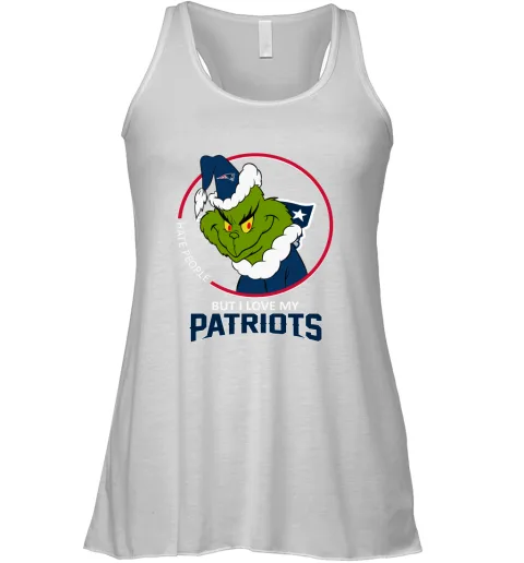 I Hate People But I Love My New England Patriots Grinch NFL Racerback Tank I Hate People But I Love My New England Patriots Grinch NFL Racerback Tank