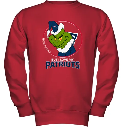 I Hate People But I Love My New England Patriots Grinch NFL Youth Sweatshirt I Hate People But I Love My New England Patriots Grinch NFL Youth Sweatshirt