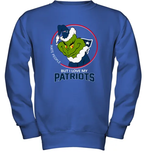 I Hate People But I Love My New England Patriots Grinch NFL Youth Sweatshirt I Hate People But I Love My New England Patriots Grinch NFL Youth Sweatshirt