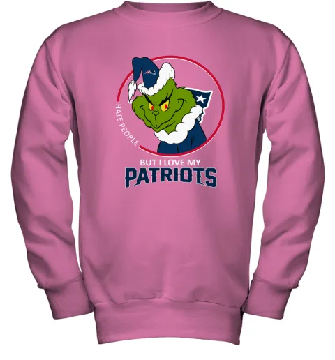 I Hate People But I Love My New England Patriots Grinch NFL Youth Sweatshirt I Hate People But I Love My New England Patriots Grinch NFL Youth Sweatshirt