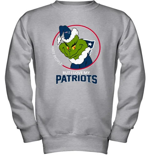 I Hate People But I Love My New England Patriots Grinch NFL Youth Sweatshirt I Hate People But I Love My New England Patriots Grinch NFL Youth Sweatshirt