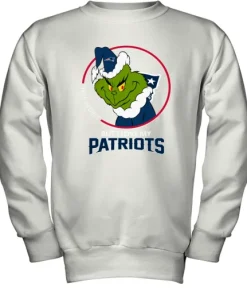 I Hate People But I Love My New England Patriots Grinch NFL Youth Sweatshirt