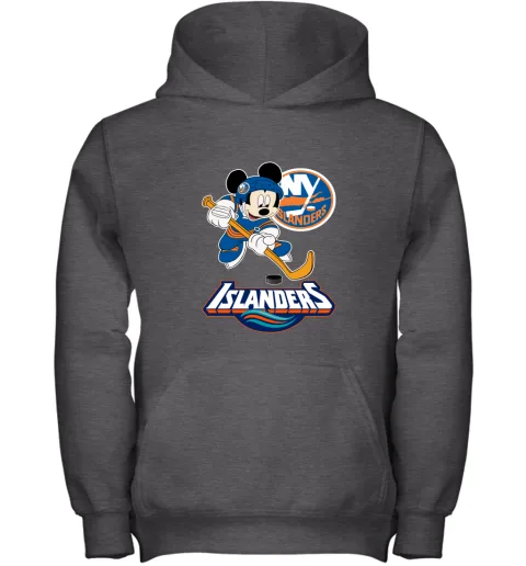 NHL Hockey Mickey Mouse Team New York Islanders Youth Hoodie NHL Hockey Mickey Mouse Team New York Islanders Youth Hoodie