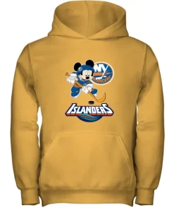 NHL Hockey Mickey Mouse Team New York Islanders Youth Hoodie 5 NHL Hockey Mickey Mouse Team New York Islanders Youth Hoodie