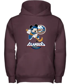 NHL Hockey Mickey Mouse Team New York Islanders Youth Hoodie 9 NHL Hockey Mickey Mouse Team New York Islanders Youth Hoodie