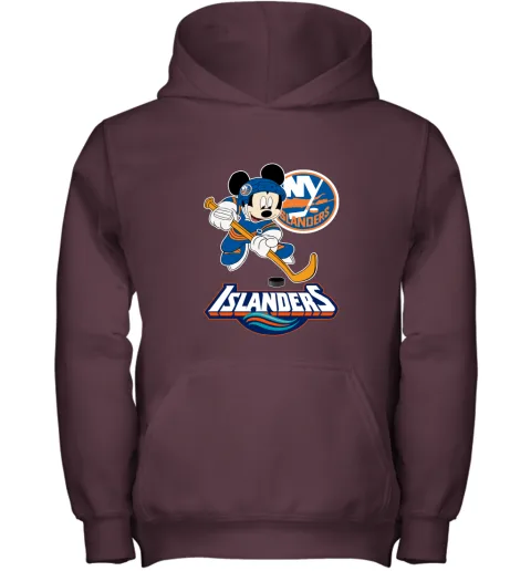 NHL Hockey Mickey Mouse Team New York Islanders Youth Hoodie NHL Hockey Mickey Mouse Team New York Islanders Youth Hoodie