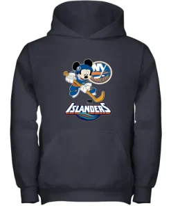 NHL Hockey Mickey Mouse Team New York Islanders Youth Hoodie 6 NHL Hockey Mickey Mouse Team New York Islanders Youth Hoodie