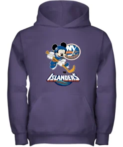 NHL Hockey Mickey Mouse Team New York Islanders Youth Hoodie 7 NHL Hockey Mickey Mouse Team New York Islanders Youth Hoodie