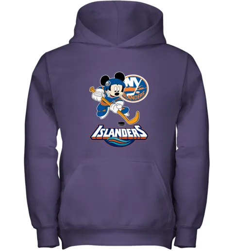 NHL Hockey Mickey Mouse Team New York Islanders Youth Hoodie NHL Hockey Mickey Mouse Team New York Islanders Youth Hoodie